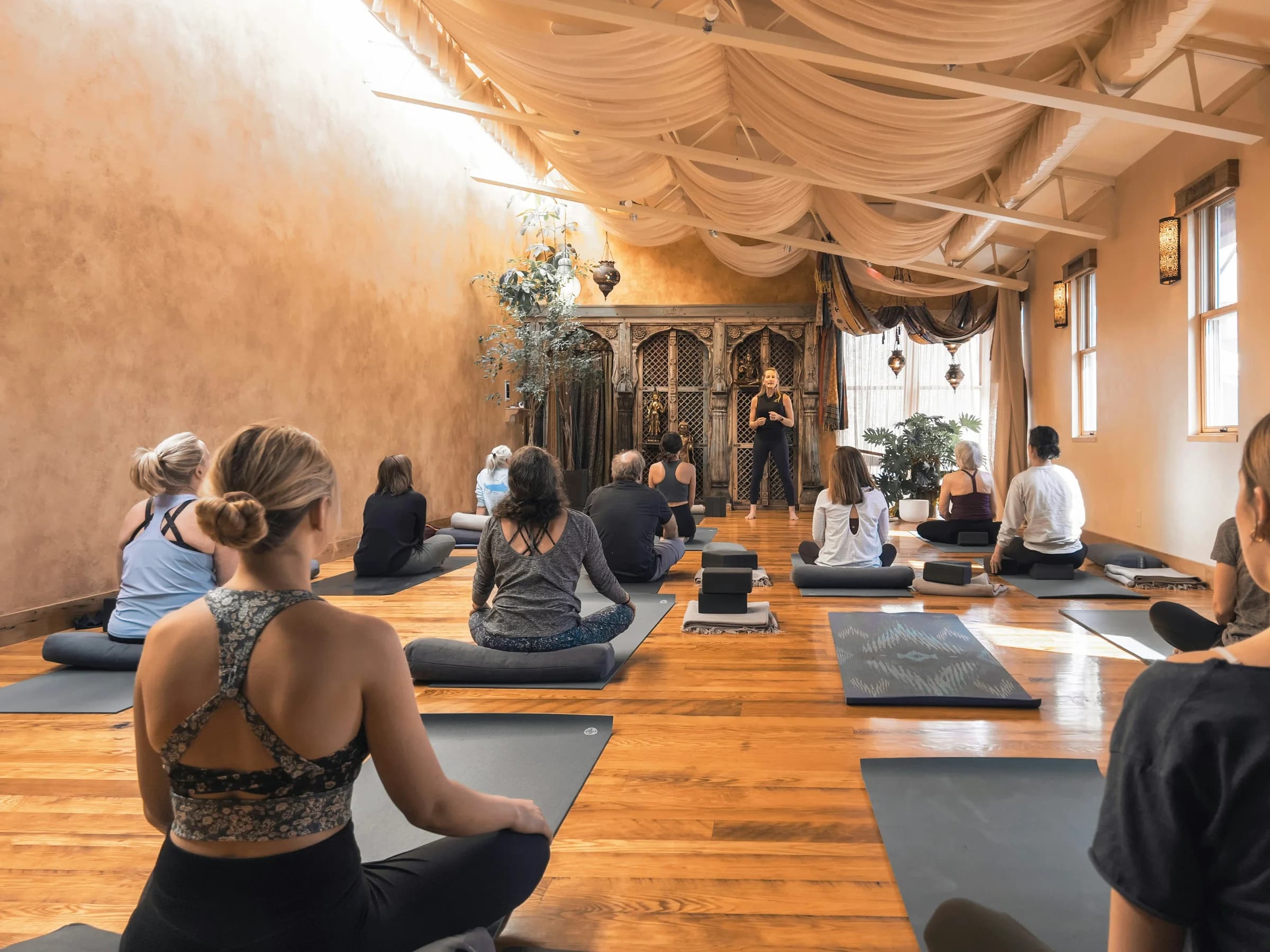 Yoga practice in a shala
